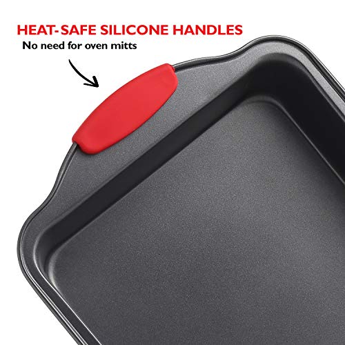 Nonstick Carbon Steel Bakeware Set - 15-Piece Baking Tray Set With Silicone Handles