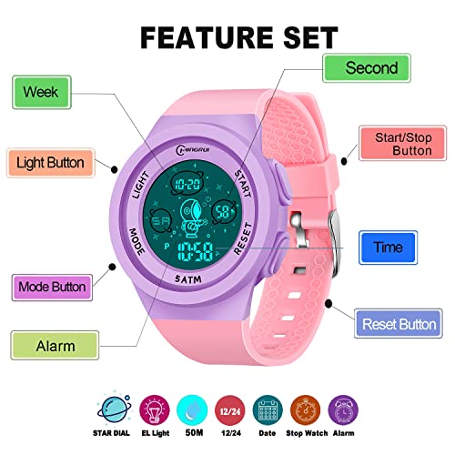 Kids Digital Sport Astronaut Watch Detachable Strap LED Electrical Waterproof Watches