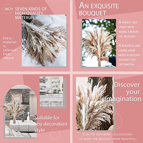 86PCS Natural Dried Pampas Grass Bouquet,Boho Home Decor for Wedding