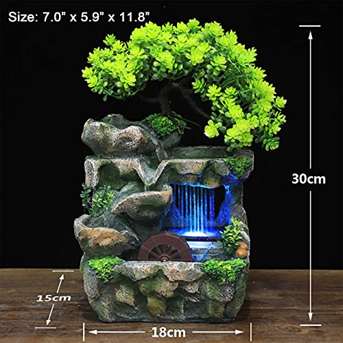 AMAVIP Rockery Stream Tabletop Fountain, Zen Meditation Indoor Waterfall Feature with Automatic Pump, for Home Office Bedroom Desk Decoration (Style 2)