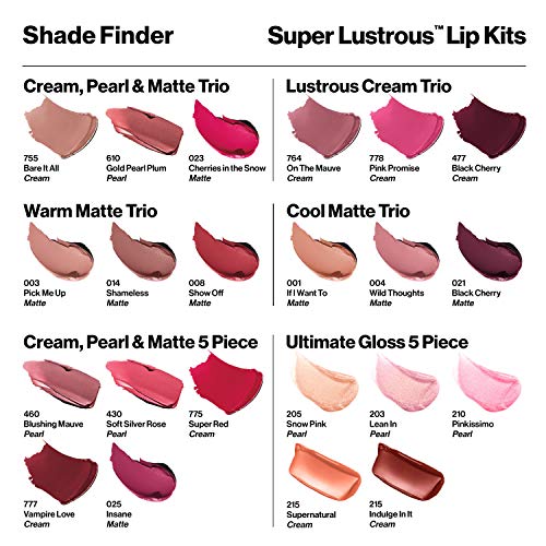 REVLON Super Lustrous Lipstick, 5 Piece Multi-finish Lipcolor Gift Set