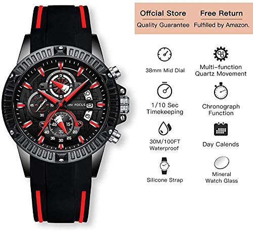 Men’s Stylish Wrist Watch, Genuine Silicone Strap Sport Watch