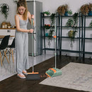 Broom and Dustpan Set for Home, Stand Up Broom and Dustpan (Green&Orange)