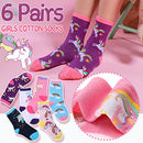 Children Cotton Crew Socks For Girl Boy Kids Toddler 6 Pack (Unicorn-I, 5-8 Years Old)