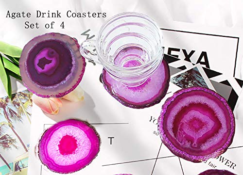 Dyed Pink 3.5-4" Agate Coaster Sliced Natural Agate Coaster for Coffee Cup