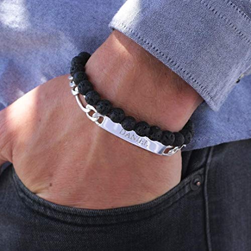Handmade Custom Made Men's ID Bracelet Sterling Silver 925 Engraved