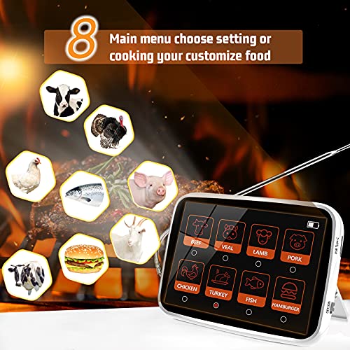 Digital Meat Thermometer for Cooking,2022 Upgraded Touchscreen LCD