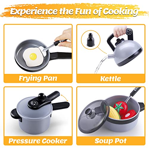 Kitchen Toy Accessories, Toddler Cooking Playset, Pretend Pots Pans Set