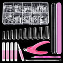 Clear Coffin Nail Tips Set, 500pcs Nail Tips for Acrylic Nails Professional Acrylic Nail Tips