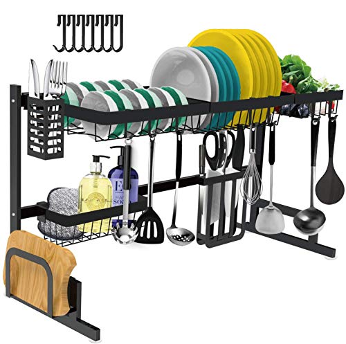 Dish Drying Rack Over The Sink -Adjustable Large Dish Rack Drainer