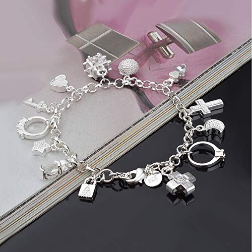 Silver Thirteen Hanging Pieces Bracelet for Women Gift Bracelets & Bangles