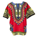 African Dashiki Shirts For Men Women Hippie T Shirt Festival Clothing Print Boho Top 70s Tribal Africa Clothes Red X-Small