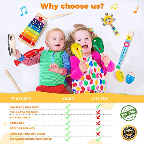 Toddler Musical Instruments Sets Wooden Percussion Instruments Toy for Kids