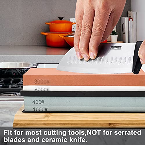 HighFree Complete Knife Sharpening Stone Kit – 400/1000 and 3000/8000 Grit Whetstone Set