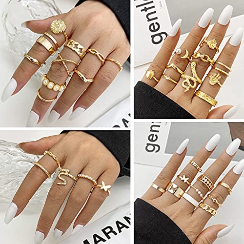 Knuckle Rings Set 30 Pcs Vintage Gold Knuckle Rings Set