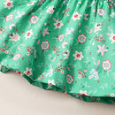 Infant Girl Birthday Dress Suspender Print Skirt Long Sleeve Bodysuits Green 6M