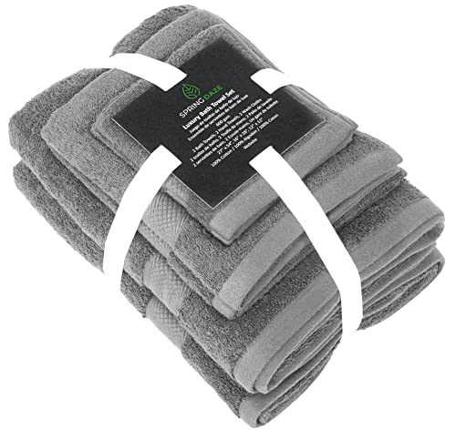 Bath Towels 600 GSM Grey 100% Cotton - Premium Highly Absorbent, Super Soft, and Plush - Towels