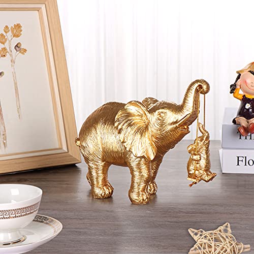 ZJ Whoest Elephant Statue. Gold Elephant Decor Brings Good Luck, Health, Strength. Elephant Gifts for Women, Mom Gifts. Decorations Applicable Home, Office, Bookshelf TV Stand, Shelf, Living Room