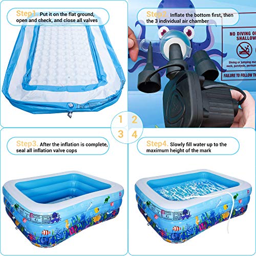 Inflatable Swimming Pool, 120"x 72"x 24", Full-Sized Above Ground