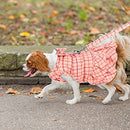 Frienda 2 Pieces Pet Dog Dresses Puppy Skirt with Leash Dog Plaid Dresses