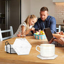 6 pcs Hexagon Absorbent Coaster Set with Holder Decorative White Marble Cup