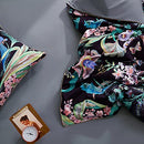 Floral Leaves Pattern Duvet Cover King Black Duvet Cover Set Grey Bedding Set