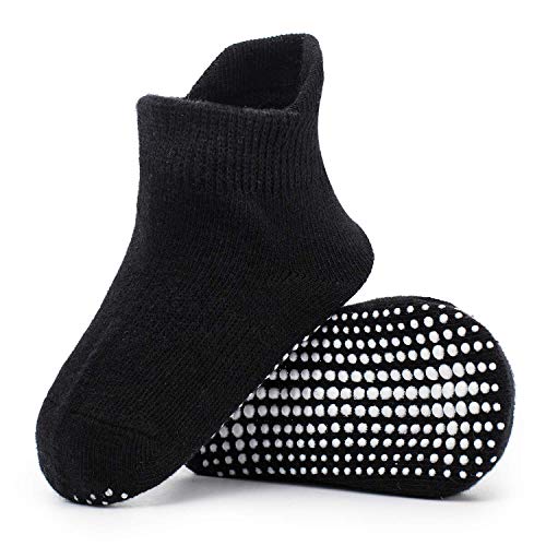 Baby Non Slip Grip Ankle Socks with Non Skid Soles for Infants Toddlers Kids Boys Girls