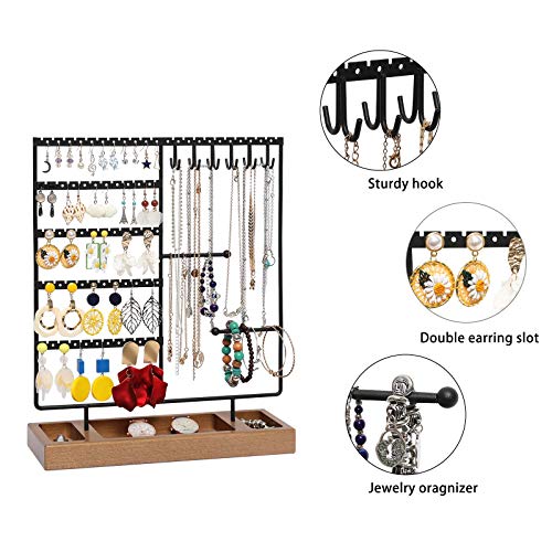 Earring Holder,5-Tier Ear Stud Holder with Wooden Tray,Jewelry Organizer