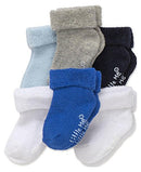 Little Me Baby Boys 6 Pack Socks, Blue/White/Gray, 0-6 Months