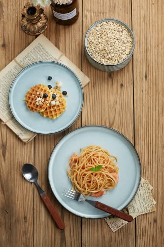 Dinnerware Sets, Plates and Bowls Set For 4, 12 Piece Dish Set, Smoky Blue