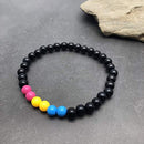 Pansexual Flag Colors Bead Bracelet - 6mm Pink Yellow and Blue Acrylic Beads 7 inches
