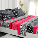 6 Piece Bed Sheet Set - Double Brushed Microfiber Print Sheet Set - 14" Deep Pocket