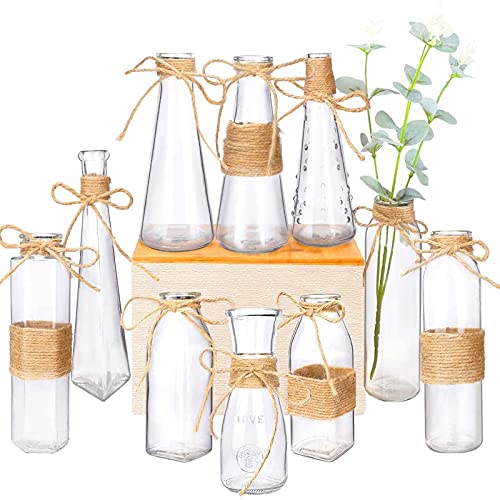 10pcs Small Bud Glass Vases , Mini Vintage Glass Flower Vase