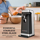 Electric Can Opener, Easy Push Down Lever, Knife Sharpener, Bottle Opener Black
