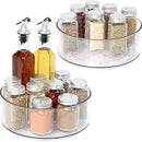 2 Pack Round Plastic Clear Rotating Turntable Organization & Storage Container Bins
