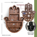 Wooden Hamsa Shelf for Crystals- Large 20 Inch Crystal Display Shelf