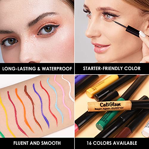 16 Color Matte Liquid Eyeliner Set,Glitter Gold Silver Eye Liners Waterproof