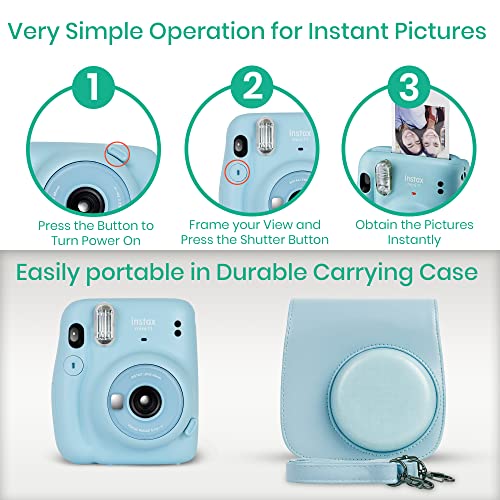 Instax Mini 11 Camera with Fujifilm Instant Mini Film (60 Sheets) Bundle with Deals