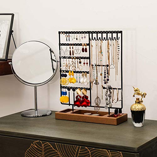 Earring Holder,5-Tier Ear Stud Holder with Wooden Tray,Jewelry Organizer