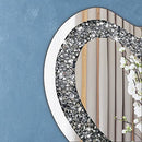 Crystal Crush Diamond Heart Shaped Silver Mirror for Wall Decoration