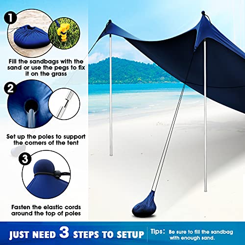 WIPHA Beach Tent-Family Portable Beach Canopy for 4-6 Adults-UPF 50+ Sand Free