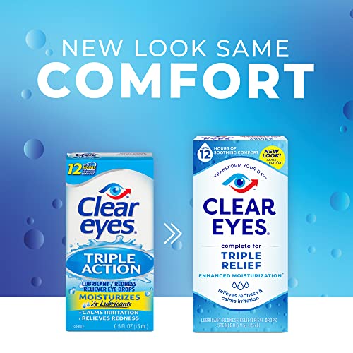 Clear Eyes Triple Relief Eye Drops, Relieves Redness & Calms Irritation, 0.5 Fl Oz