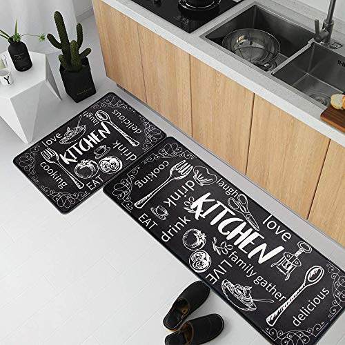 Kitchen Mat Set of 2 Non Slip Thick Cushioned Kitchen Rug Sets