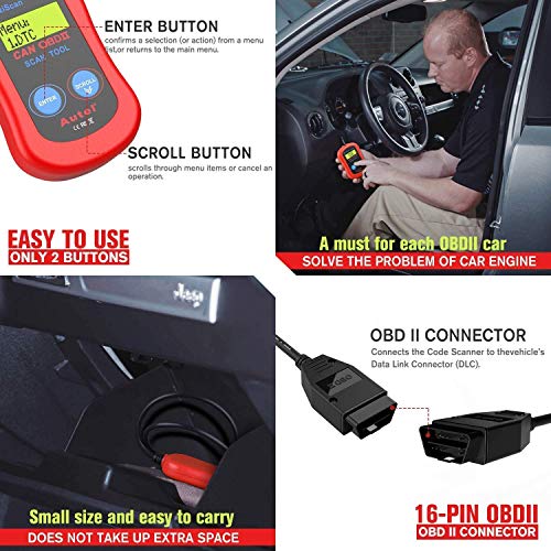 Universal OBD2 Scanner Car Code Reader, Turn Off Check Engine Light, Read & Erase