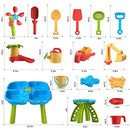 TEMI 4-in-1 Sand Water Table, 32PCS Sandbox Table with Beach Sand Water Toy