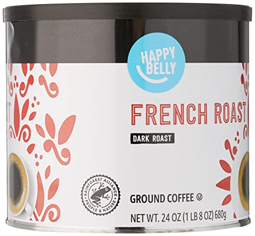 Amazon Brand - Happy Belly French Roast Canister Coffee, Dark Roast, 24 Ounce