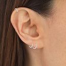 Small Hoop Earrings Cubic Zirconia Huggie Hoop Earrings,3 Pairs 14K White Gold Plated