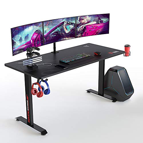 Seven Warrior Gaming Desk 60 INCH, T- Shaped Carbon Fiber Surface Computer