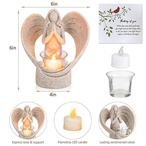 Sympathy Gift in Memory of Loved One, Angel Statue Tealight Candle Holder