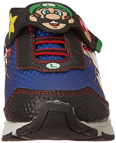 SUPER MARIO Brothers Mario and Luigi Kids Tennis Shoe, Light Up Sneaker, Mix Match Runner Trainer, Kids Size 11 to 3 (2 M US Big Kid, Blue)